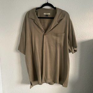 Tommy Bahama's Button Down Shirt 100% Silk "life is a beach, 365 a year" Size L